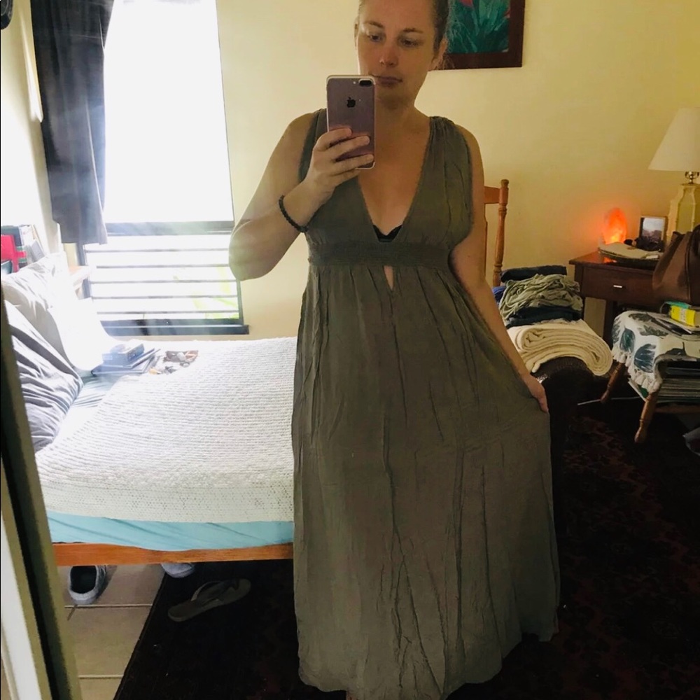 Green boho goddess maxi dress